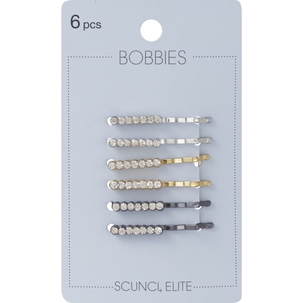 Scunci Mini Bobby Pins with Rhinestones, 6 CT