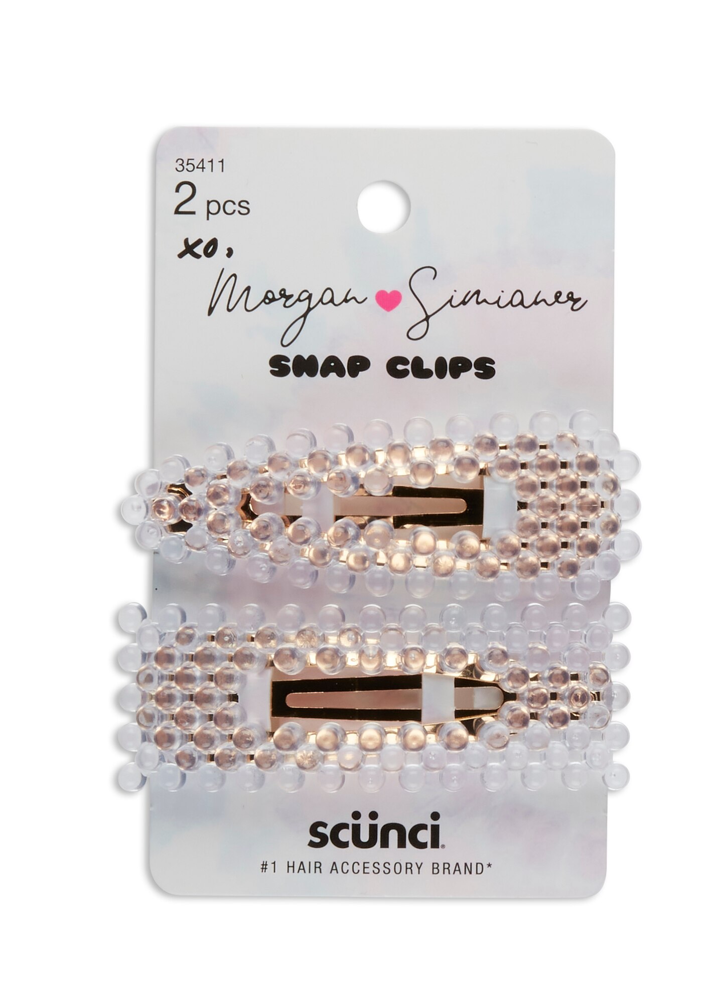 Morgan Simianer xo Scunci Clear Beaded Snap Clips, 2CT