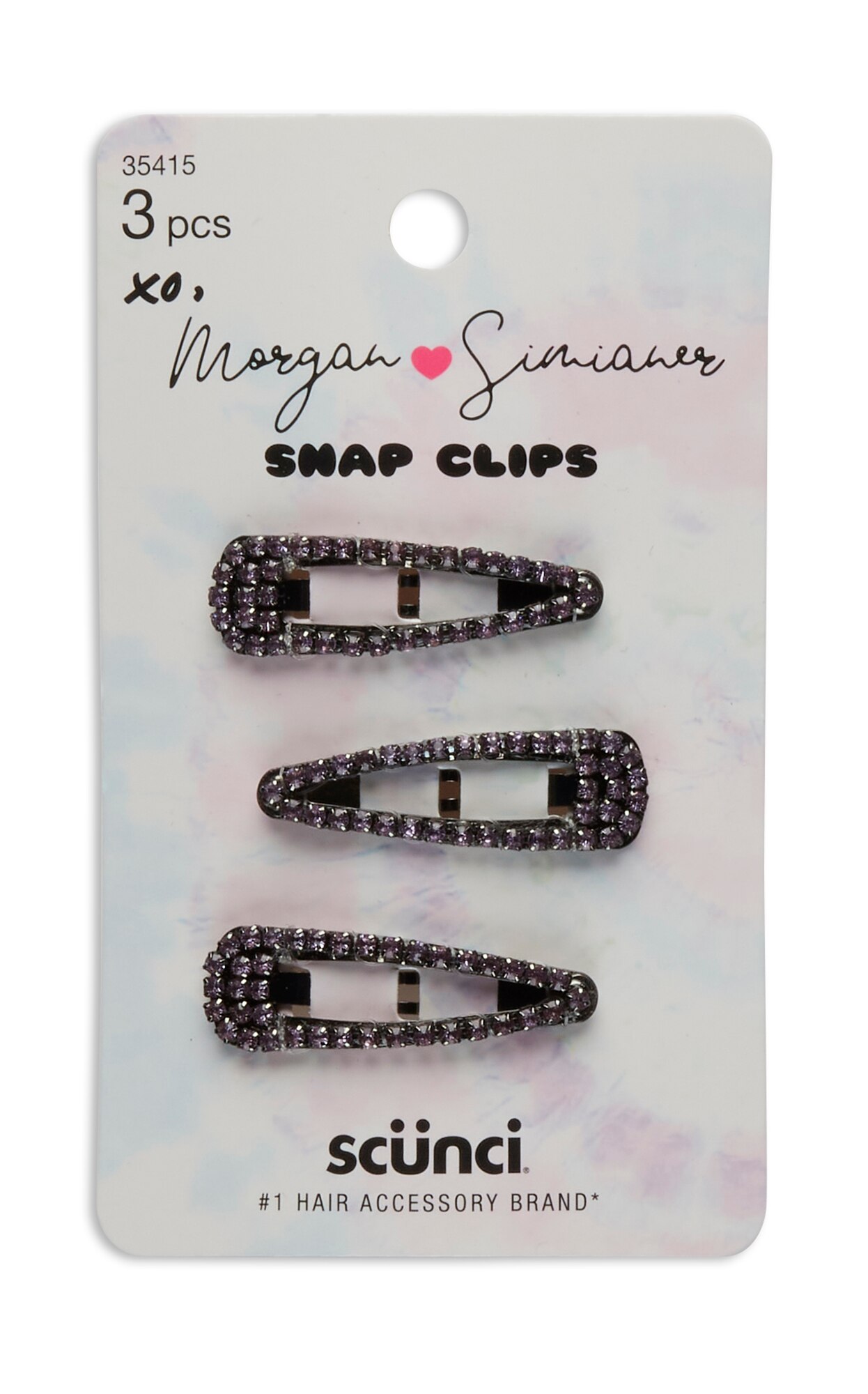 Morgan Simianer xo Scunci Small Rhinestone Snap Clips, 3CT