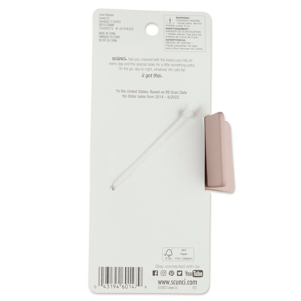 Scunci Soft Touch Open Cut Rectangle Claw Clip, Blush