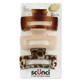 Scunci Open Cut Rectangular Claw Clips, Assorted Neutrals, 3 Ct, thumbnail image