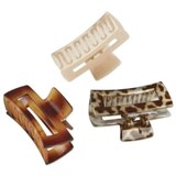 Scunci Open Cut Rectangular Claw Clips, Assorted Neutrals, 3 Ct, thumbnail image