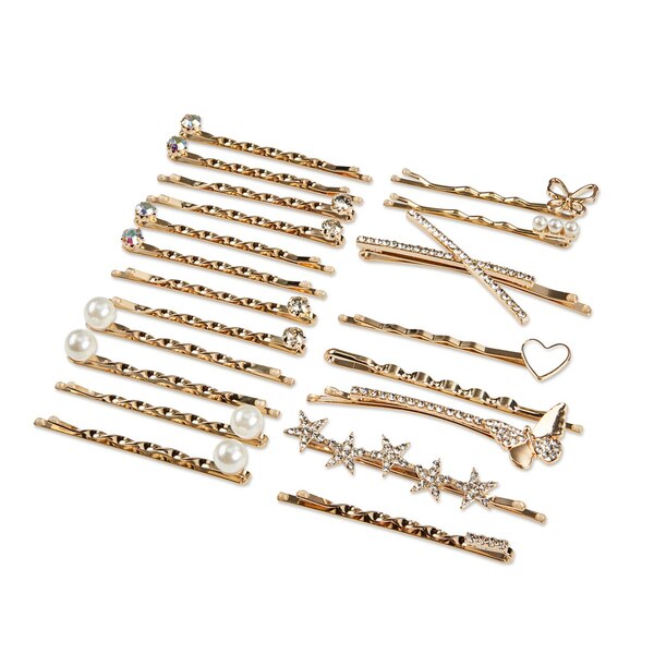 Scunci Rhinestone & Pearl Bobby Pins, Gold, 20 CT