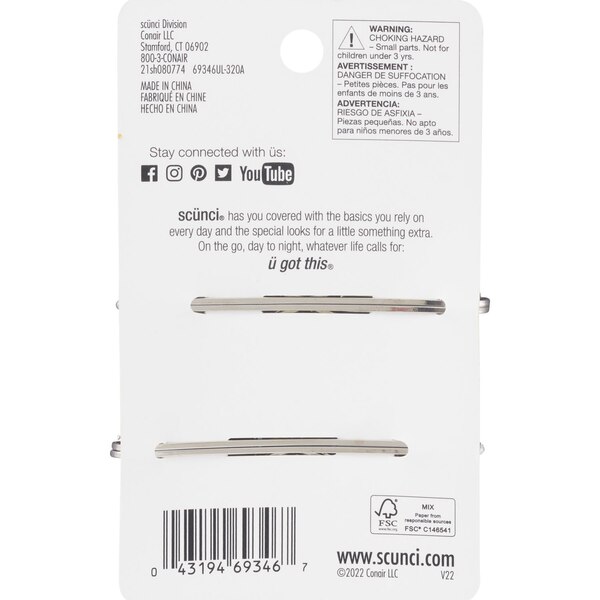 Scunci Elite Rhinestone Bobby Pins, 2 CT