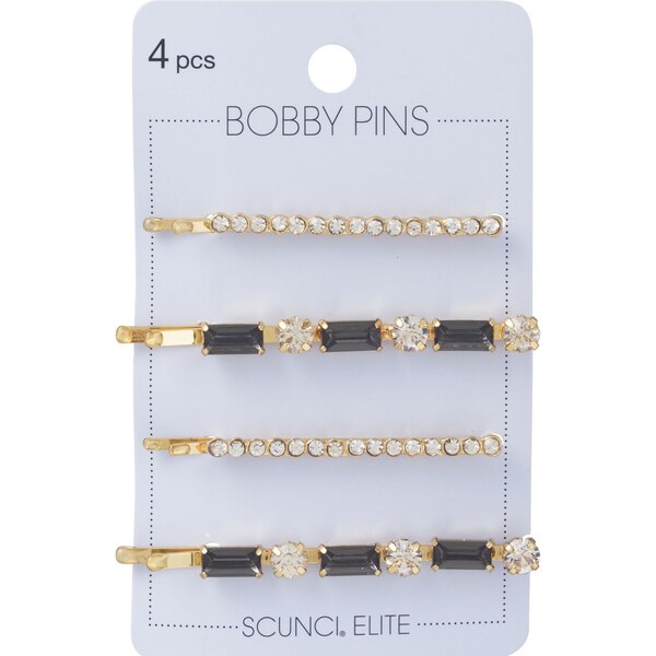 Scunci Elite Gold Rhinestone Multicolor Bobby Pins, 4 CT 