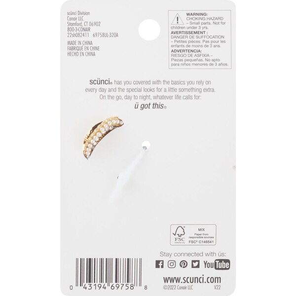 Scunci Elite Gold Claw Clip, 1 CT 