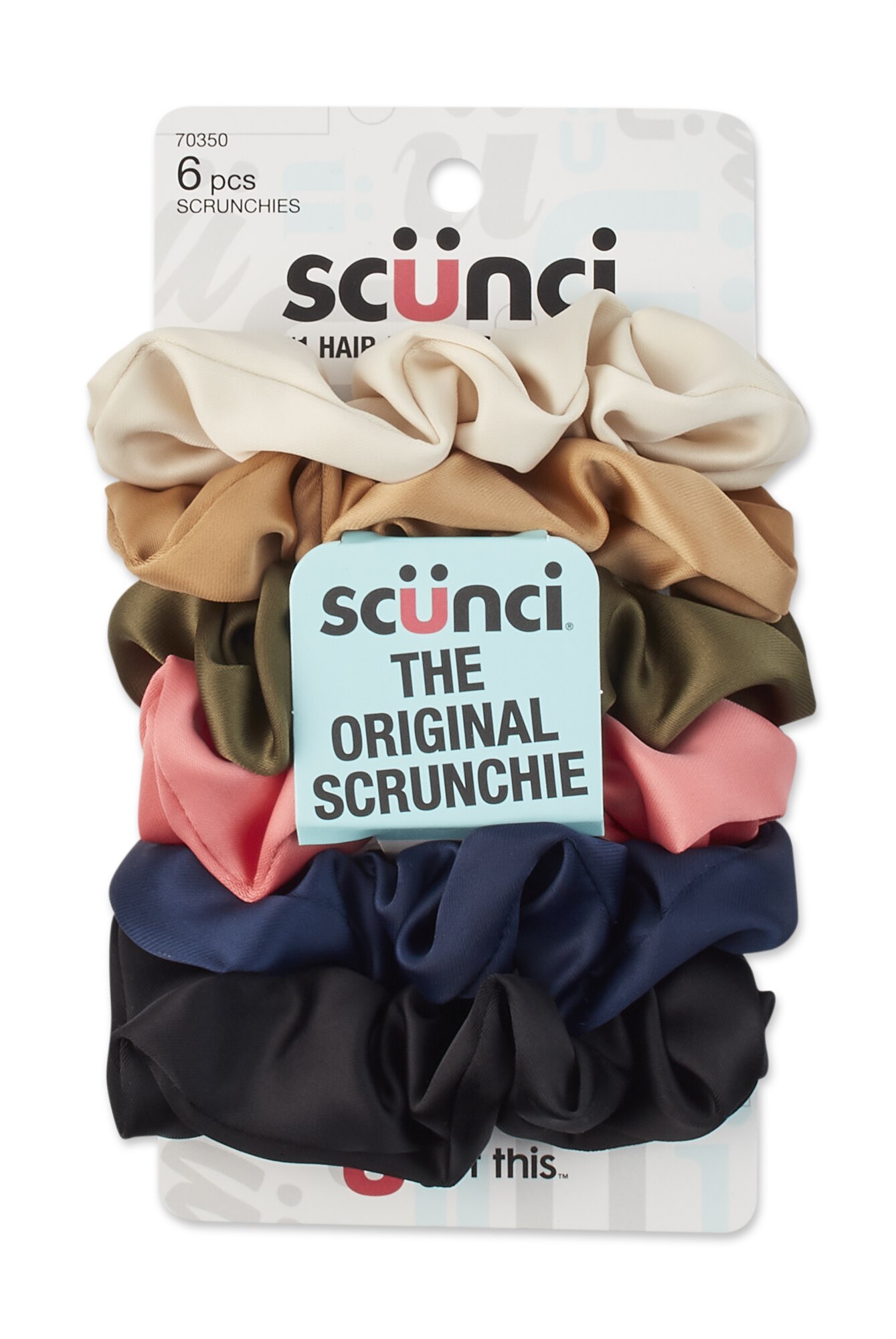 Scunci Satin Scrunchies, 6CT