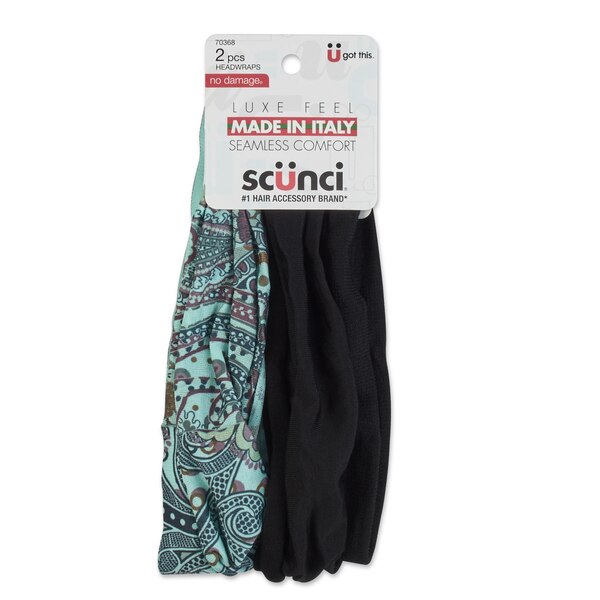 Scunci No Damage Seamless Ponytailers, Solid & Paisley, 2 CT