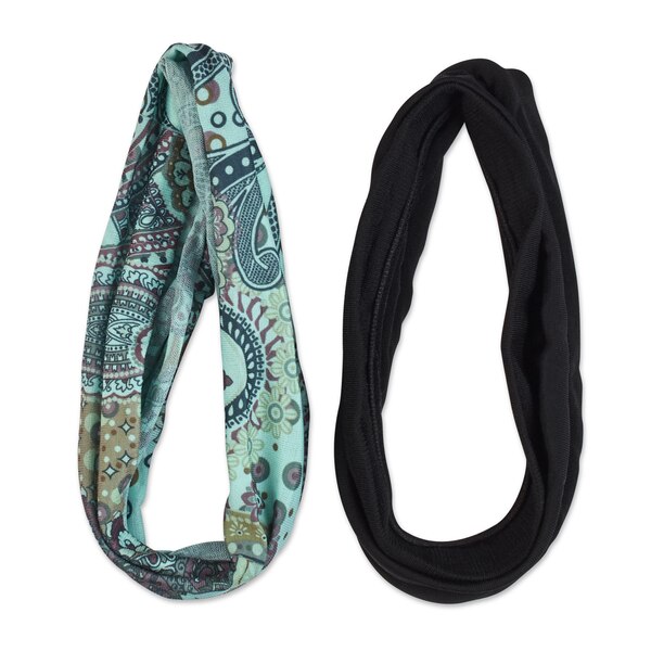 Scunci No Damage Seamless Ponytailers, Solid & Paisley, 2 CT