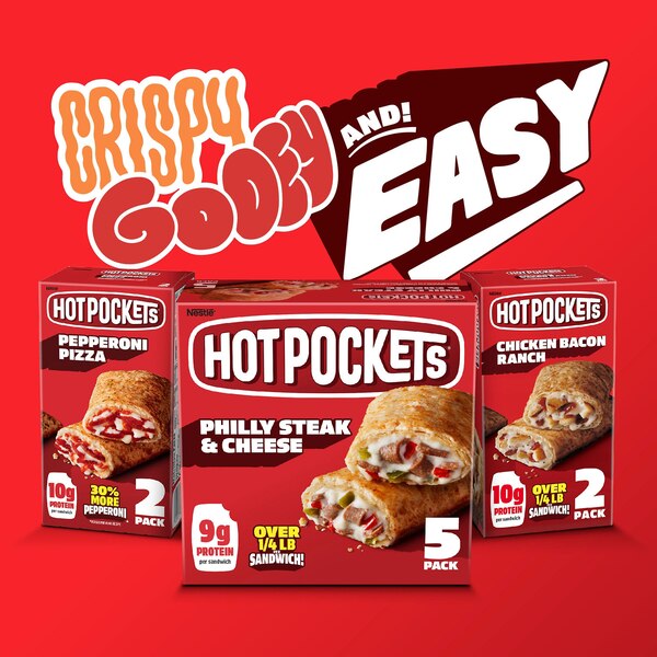 Hot Pockets. Hickory Ham and Cheddar, Crispy Buttery Crust, Frozen Snack, 2 Pack