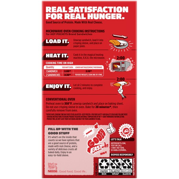 Hot Pockets Italian Style Meatballs and Mozzarella Sandwiches, 9oz, 2 Count