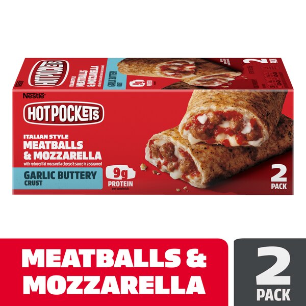 Hot Pockets Italian Style Meatballs and Mozzarella Sandwiches, 9oz, 2 Count