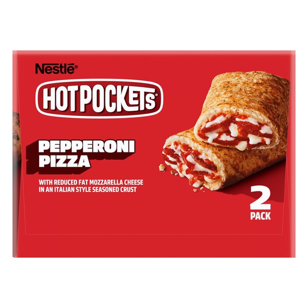 Hot Pockets, Pepperoni Pizza Garlic Buttery Crust Frozen Snacks, Pizza Snacks Made with Mozzarella Cheese, 2 Count Frozen Sandwiches, 9 oz