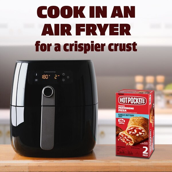 Hot Pockets, Pepperoni Pizza Garlic Buttery Crust Frozen Snacks, Pizza Snacks Made with Mozzarella Cheese, 2 Count Frozen Sandwiches, 9 oz