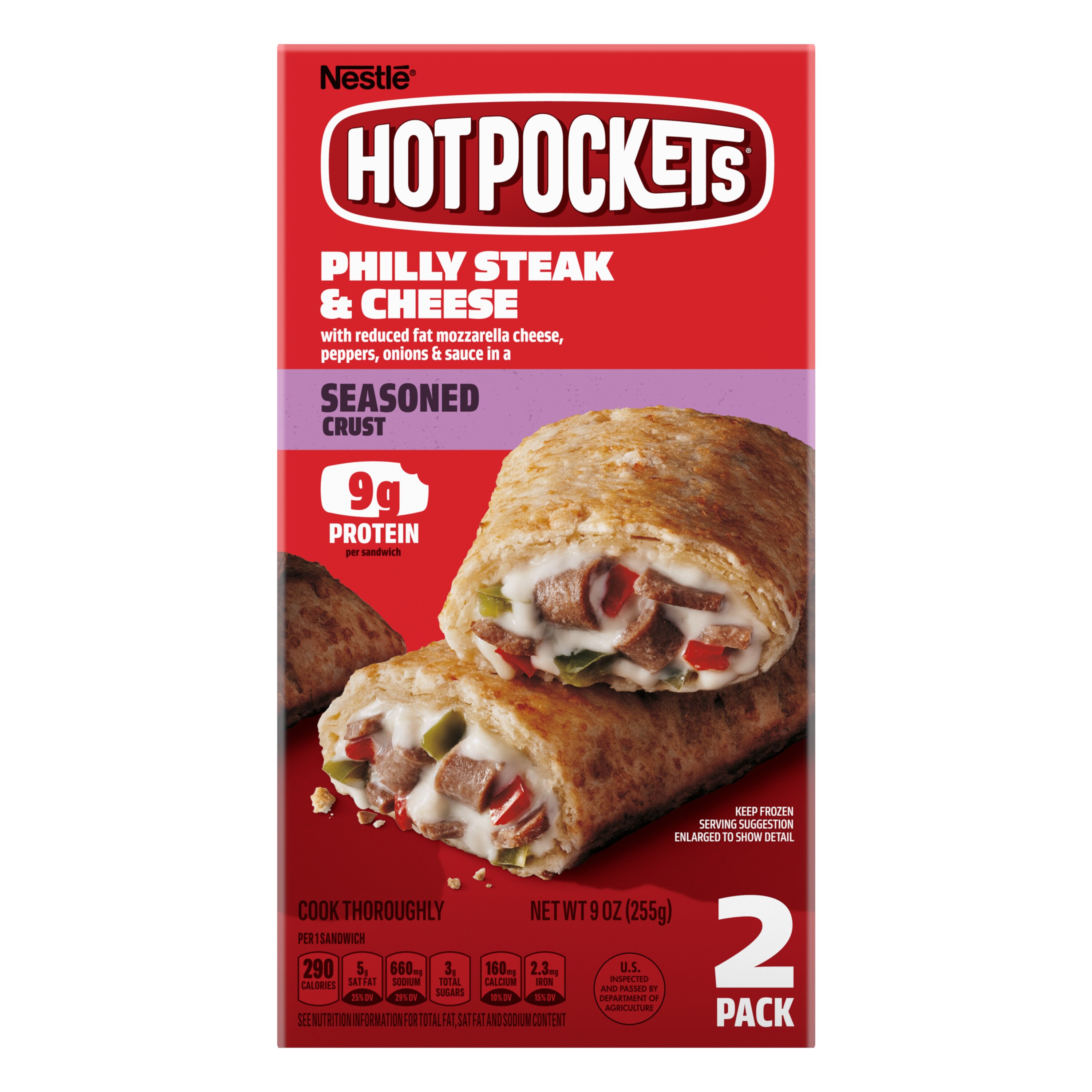 Hot Pockets Philly Steak and Cheese Frozen Sandwiches, 9oz, 2 Count