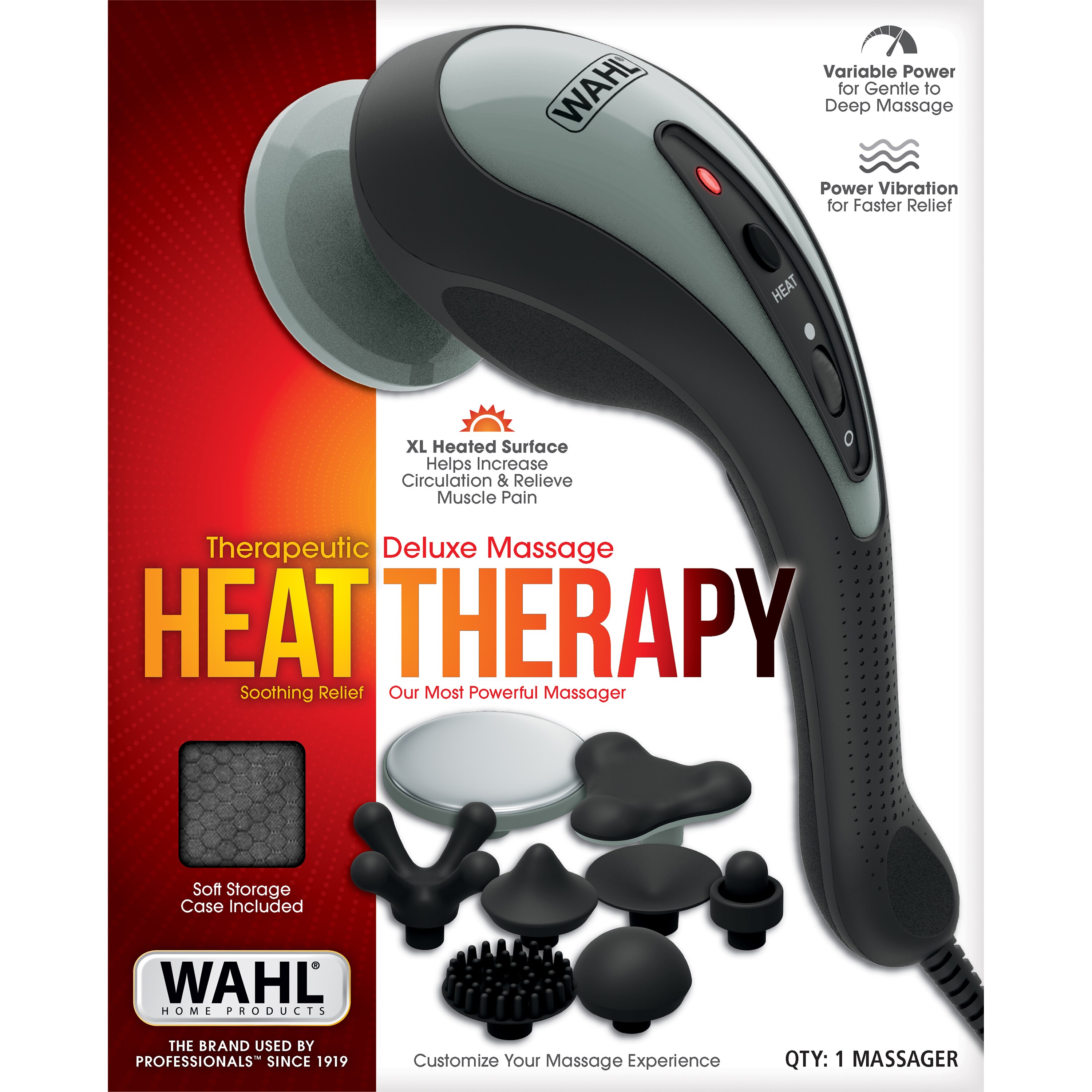 Wahl Heat Therapy Massager Removable Heads for Personalized Massaging at Home