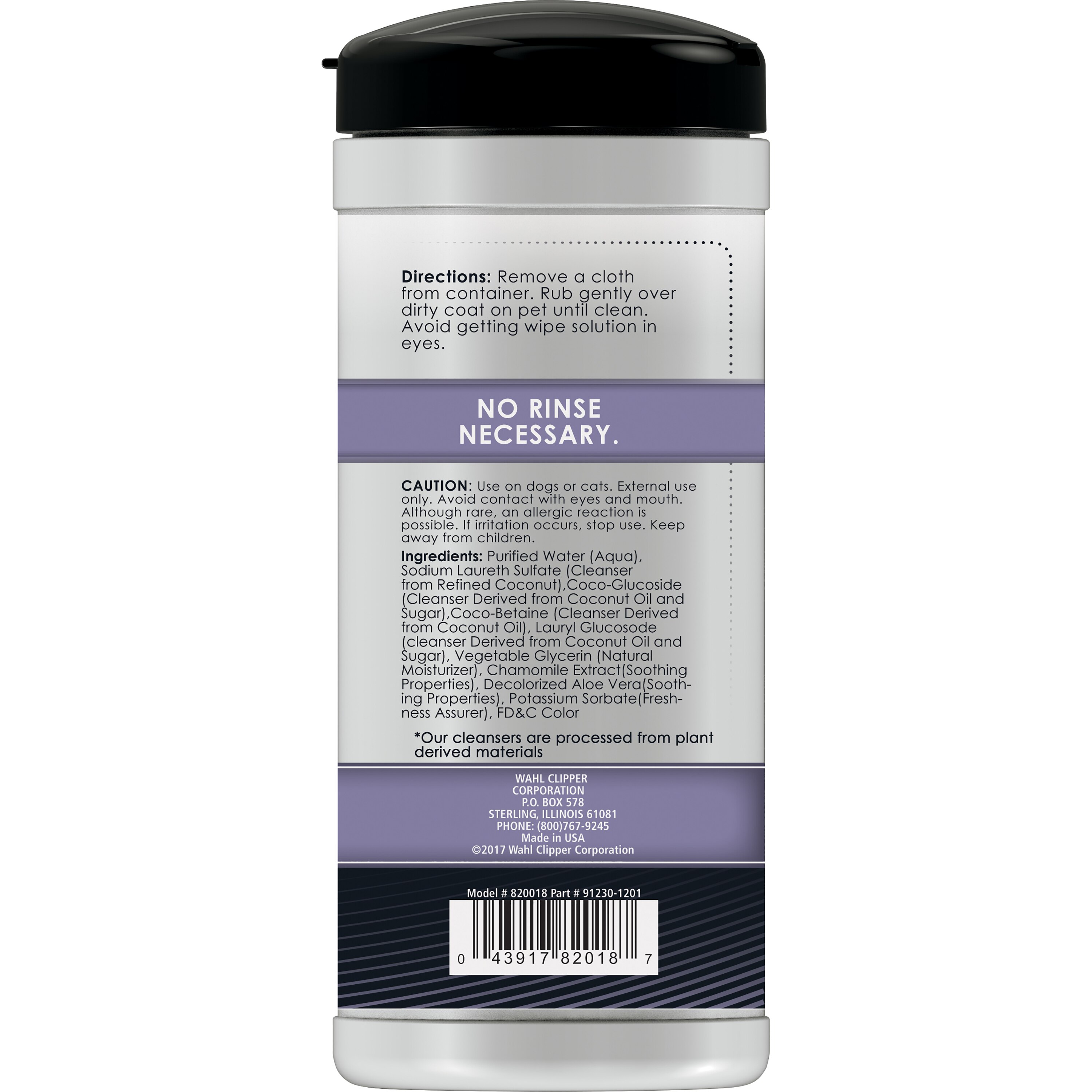 Wahl Pet Refresh Lavender Cleaning Wipes 50ct