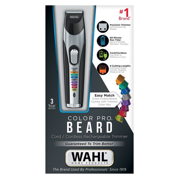 Wahl Color Pro - Recortadora de barba recargable para usar con/sin cable