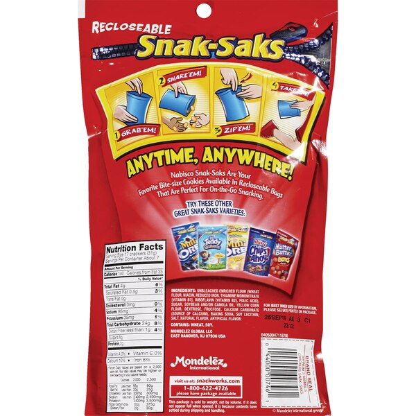 Barnum's Animal Crackers, Recloseable Snak-Saks, 8 oz