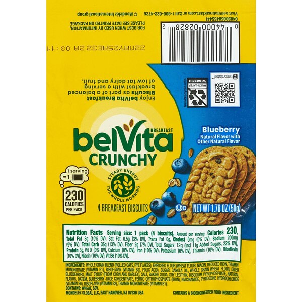 Belvita, Blueberry Breakfast Biscuits, 4 ct, 1.76 oz