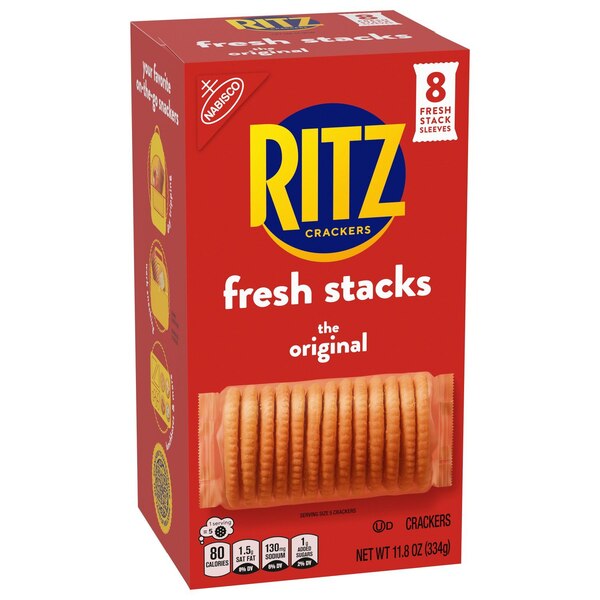 RITZ Fresh Stacks Original Crackers, Travel Snacks, 11.8 oz (8 Multi Snack Packs)
