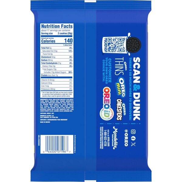 OREO Toffee Crunch Creme with Sugar Crystals Chocolate Sandwich Cookies, Family Size, 17 oz