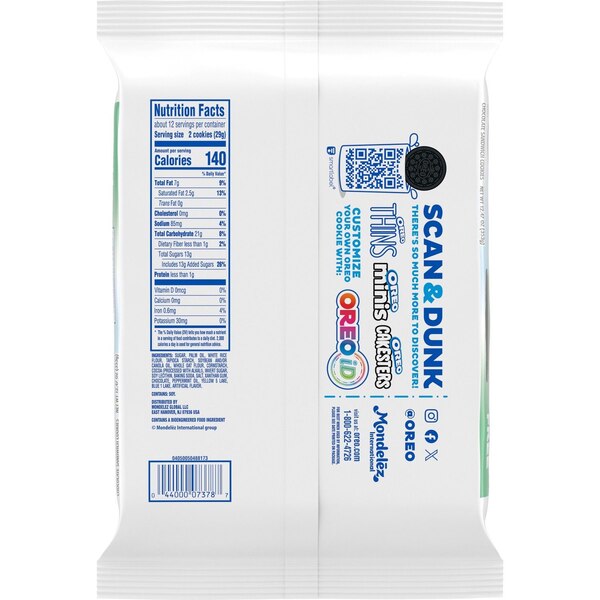 OREO Gluten Free Mint Creme Chocolate Sandwich Cookies, Gluten Free Cookies, 12.47 oz