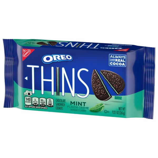 OREO Thins Mint Creme Chocolate Sandwich Cookies, 9.21 oz