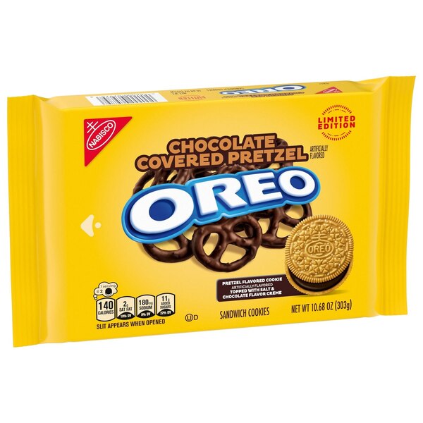 OREO, Chocolate Covered Pretzel Sandwich Cookies, Limited Edition, 10.68 oz