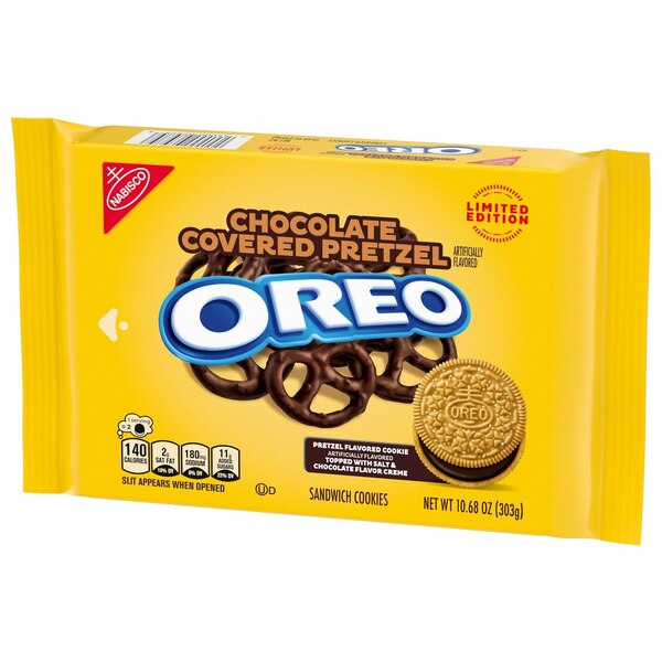 OREO, Chocolate Covered Pretzel Sandwich Cookies, Limited Edition, 10.68 oz