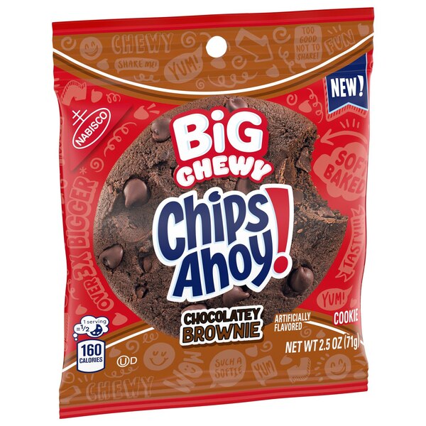 CHIPS AHOY! Big Chewy Chocolate Chip Cookies, Chocolatey Brownie, 2.5 oz (1 Cookie Per Pack)