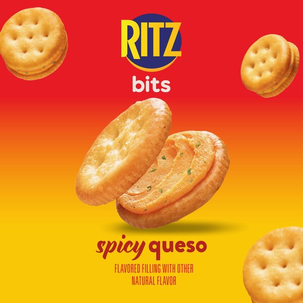 RITZ Bits Spicy Queso Sandwich Crackers, Snacks for Kids and Adults, Lunch Snacks, 8.8 oz