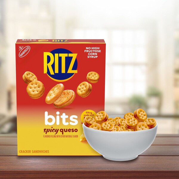RITZ Bits Spicy Queso Sandwich Crackers, Snacks for Kids and Adults, Lunch Snacks, 8.8 oz