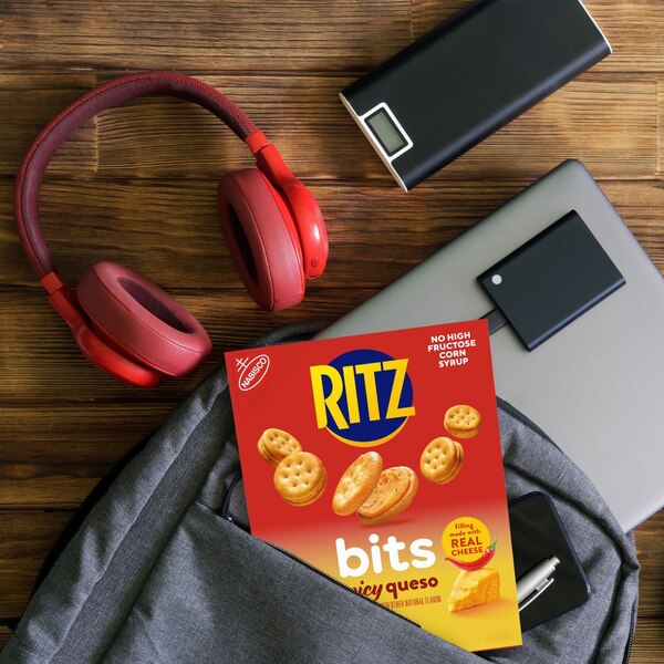 RITZ Bits Spicy Queso Sandwich Crackers, Snacks for Kids and Adults, Lunch Snacks, 8.8 oz