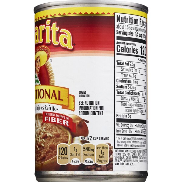 Rosarita Traditional Refried Beans, Can, 16 oz