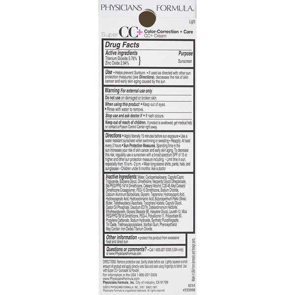 Physicians Formula Super CC Color-Correction + Care CC Cream SPF 30