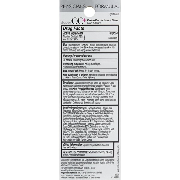Physicians Formula Super CC Color-Correction + Care CC Cream SPF 30