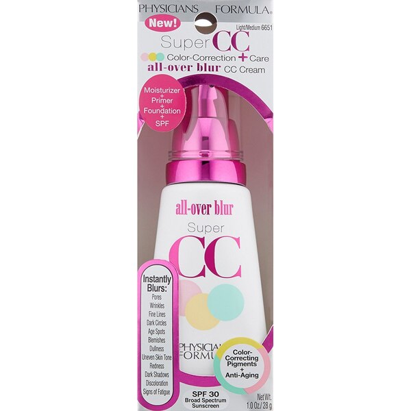 Physicians Formula Super CC Color-Correction + Care All-Over Blur Cream, Light/Medium