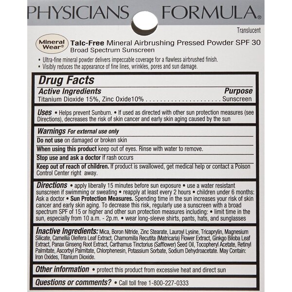 Physicians Formula Mineral Wear Talc-Free Mineral Airbrushing Pressed Powder SPF 30