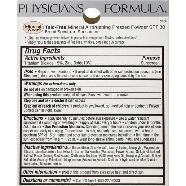 Physicians Formula Mineral Wear Talc-Free Mineral Airbrushing Pressed Powder SPF 30