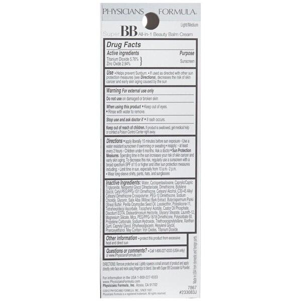Physicians Formula Super BB All-in-1 Beauty Balm Cream