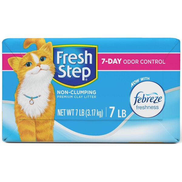 Fresh Step Non-Clumping Premium Clay Litter, Febreze Freshness, 7 lbs