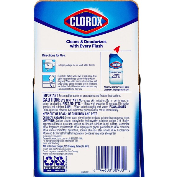 Clorox Toilet Tablets Bleach & Blue, Rain Clean, 2 ct