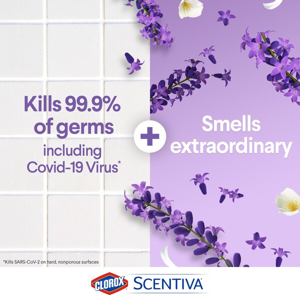 Clorox Scentiva Disinfecting Multi-Surface Cleaner Spray, Lavender & Jasmine, 33.38 OZ