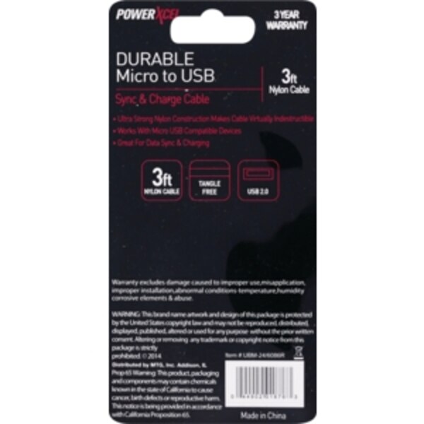 PowerXcel Durable Micro to USB Sync & Charge Cable