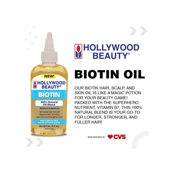 Hollywood Beauty Biotin Multi-Use Oil for Hair, Scalp, Skin, 2 OZ