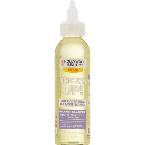 Hollywood Beauty Thick’N Up! Daily Hair & Scalp Oil with Multi-Vitamins, Sea Moss & Amla, 4 OZ