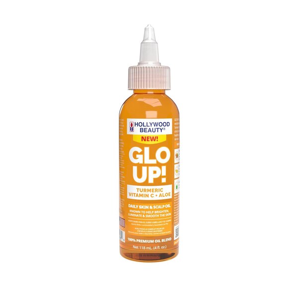 Hollywood Beauty Glo Up! Daily Skin & Scalp Oil With Turmeric, Vitamin C & Aloe, 4 OZ