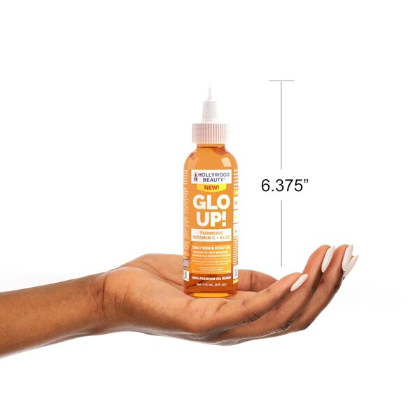 Hollywood Beauty Glo Up! Daily Skin & Scalp Oil With Turmeric, Vitamin C & Aloe, 4 OZ