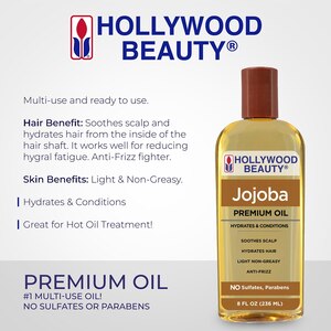 Hollywood Beauty Jojoba Premium Hair Oil, 8 OZ
